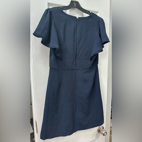 NWOT Ann Taylor Loft navy fringe flutter sleeve sheath dress - Picture 5 of 7